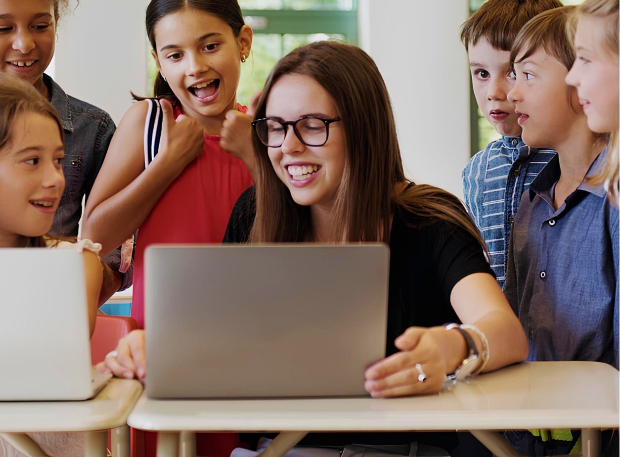 Children engaging in STEM activities with instructor